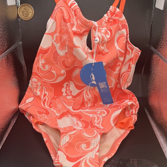 Girls Romantic Petals High Neck Cutout Ruffled One Piece Swimsuit size 4 - Picture 4 of 8